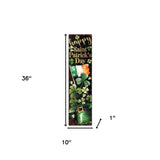 36" Black Gold And Green Solid Wood Happy St Patrick's Day Shamrock Porch Sign