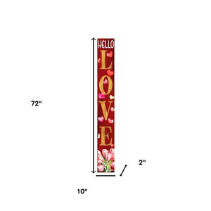72" Red And Gold Solid Wood Hello Love Valentine's Day Porch Sign
