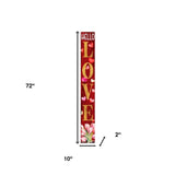 72" Red And Gold Solid Wood Hello Love Valentine's Day Porch Sign