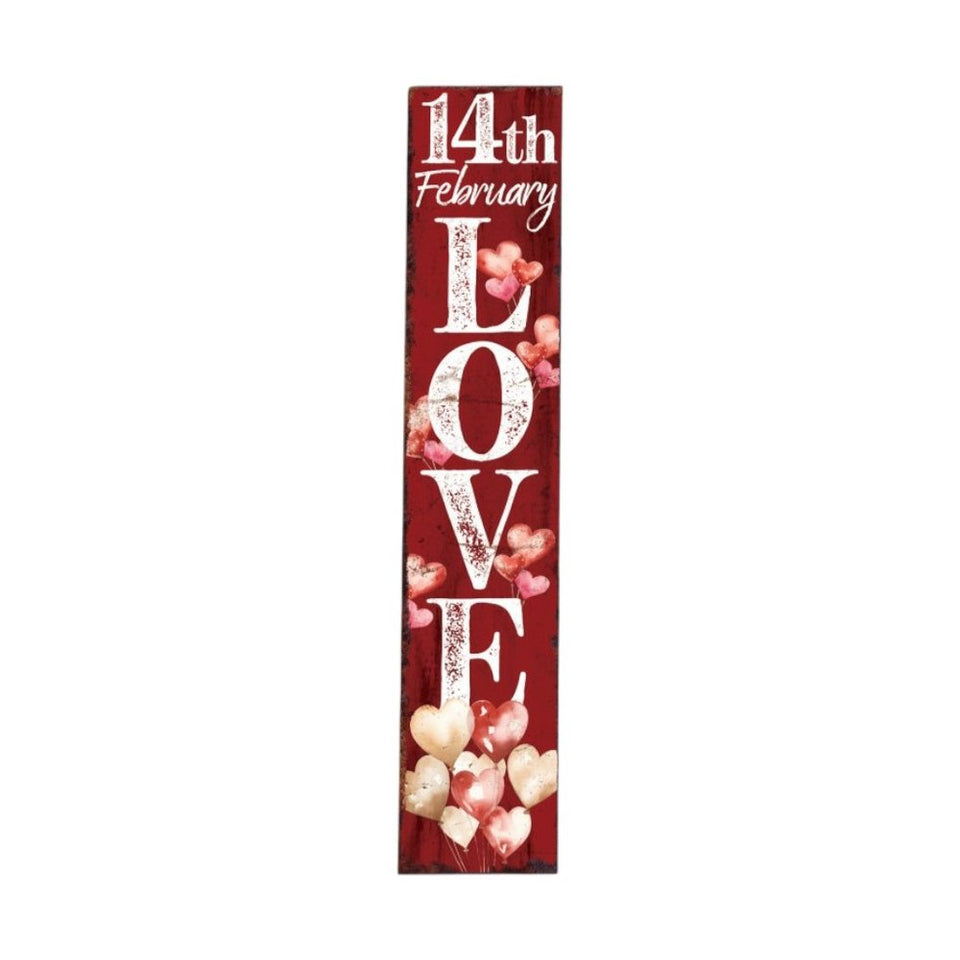 48" Red And White Solid Wood Love Valentine's Day Porch Sign