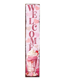 48" Pink Solid Wood Hearts Welcome Porch Sign