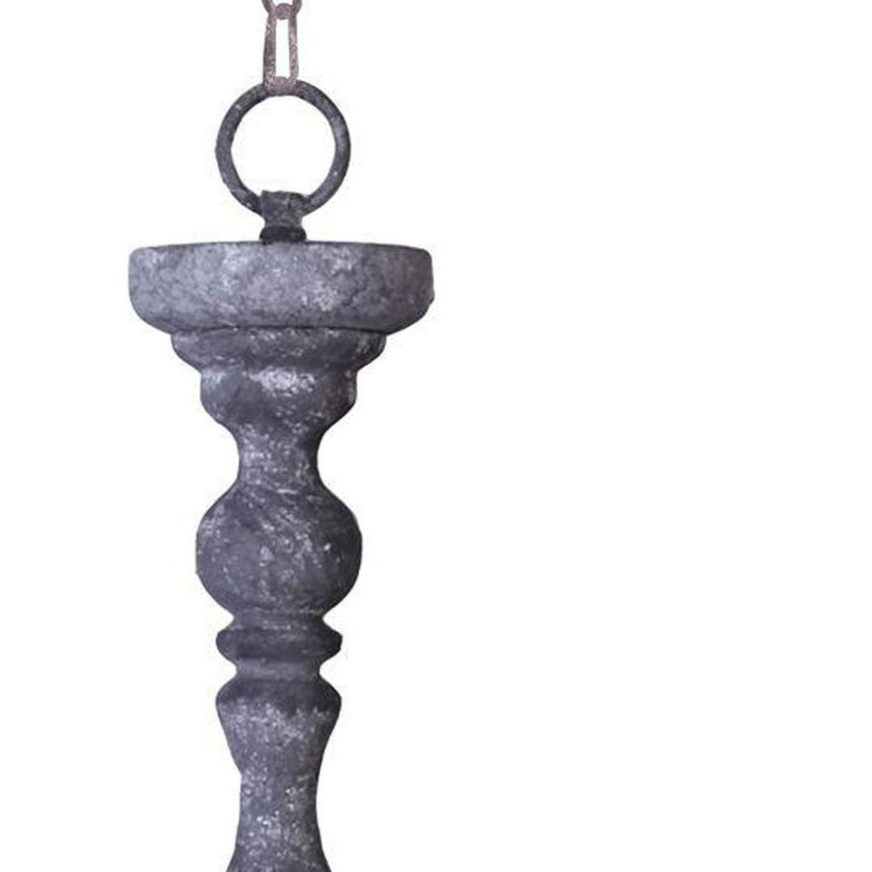 Gray Drum Distressed Galvanized Metal Dimmable Chandelier With Natural Shade