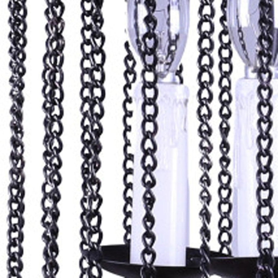 Black And Natural Wood and Metal Cylinder Three Light Dimmable Chandelier