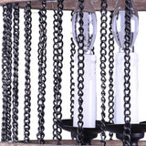 Black And Natural Wood and Metal Cylinder Three Light Dimmable Chandelier