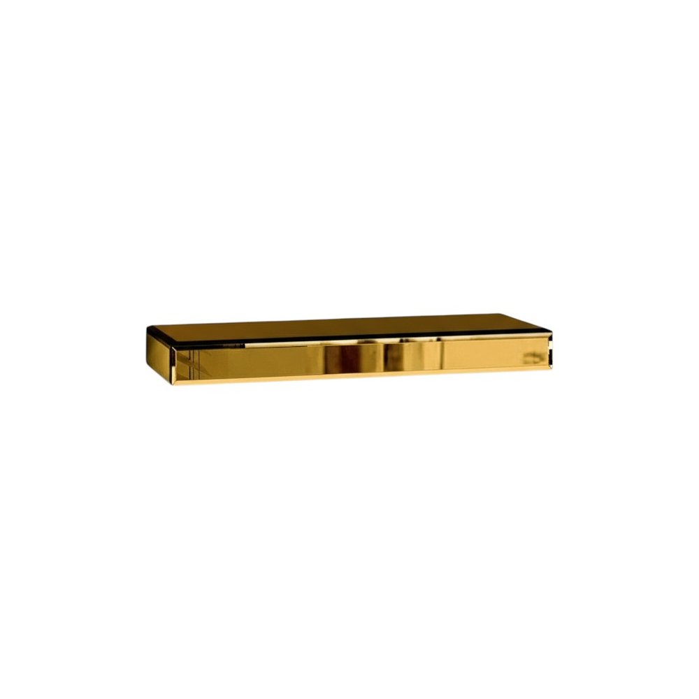 Set Of Three Gold Glass Wall Mounted Floating Shelves