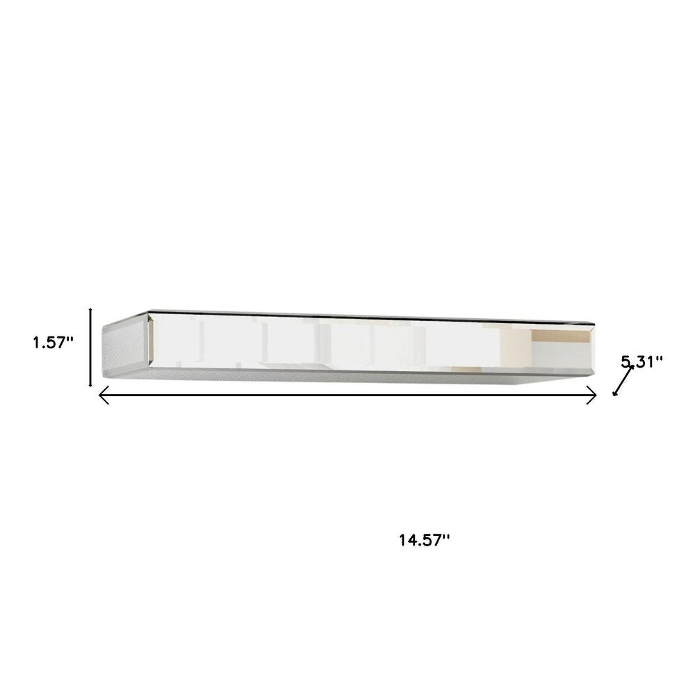 Set Of Three Silver Glass Wall Mounted Floating Shelf