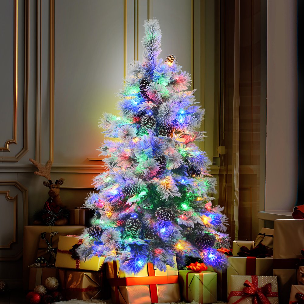 4' Pre Lit Extra Full Frosted Pine Christmas Tree With Decorations
