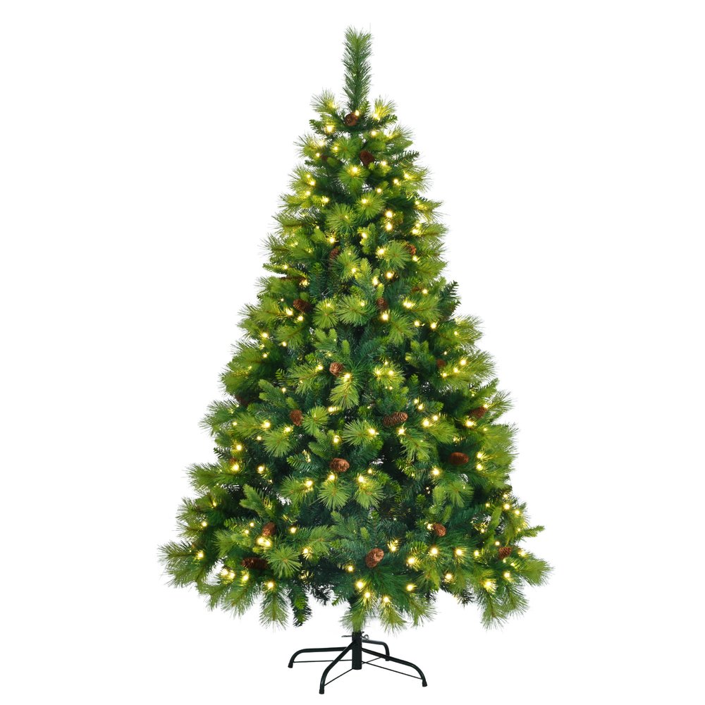 6' Pre Lit Extra Full Pine Christmas Tree With Garland And Wreath Set