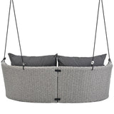 40" Gray Woven Rattan Outdoor Swing Chair with Gray Cushion
