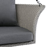 40" Gray Woven Rattan Outdoor Swing Chair with Gray Cushion