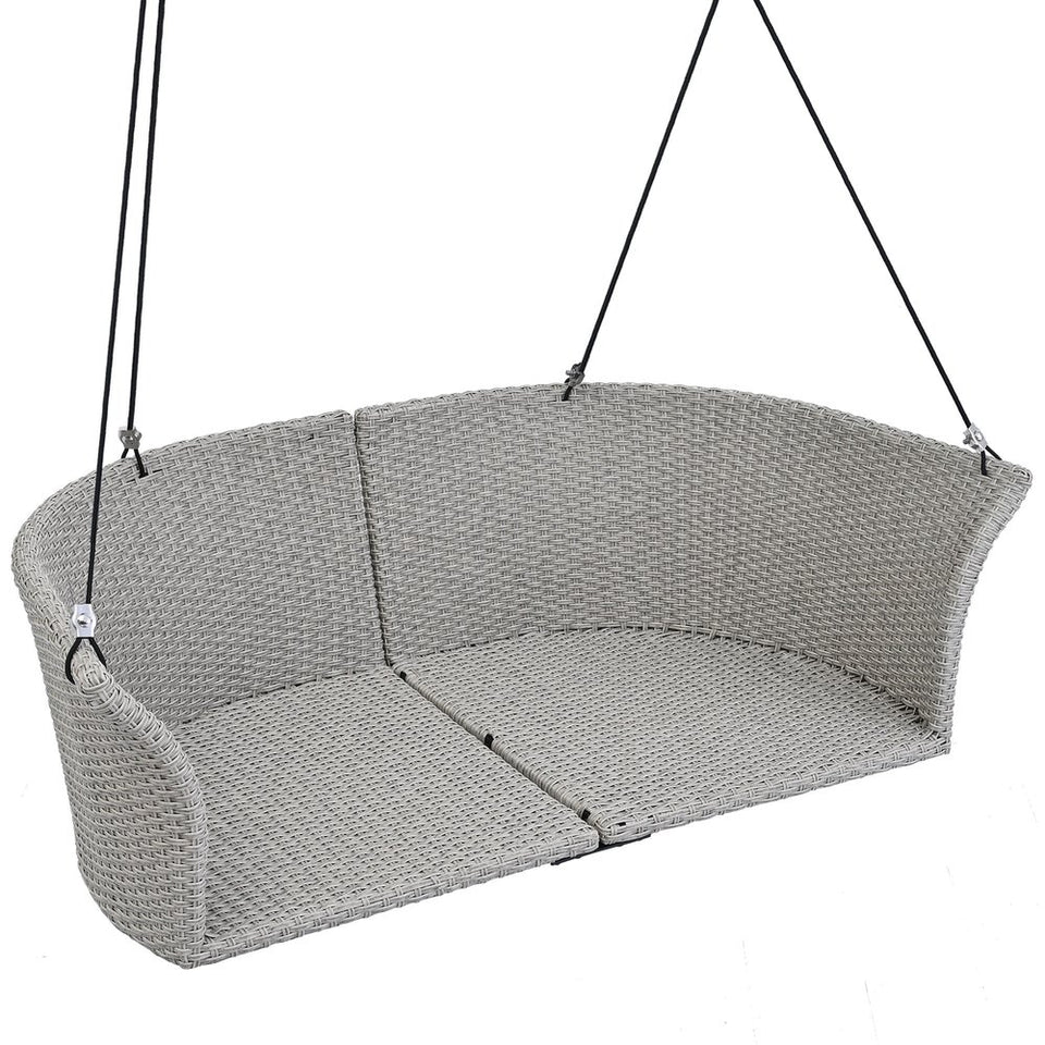 40" Gray Woven Rattan Outdoor Swing Chair with Gray Cushion