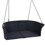 40" Black Woven Rattan Outdoor Swing Chair with White Cushion