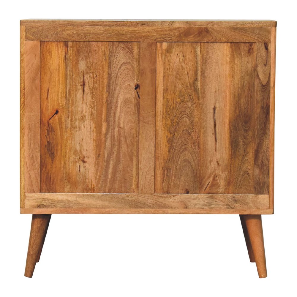 30" Brown and Gray Solid Wood And Inlaid Slate Accent Cabinet With Two Doors