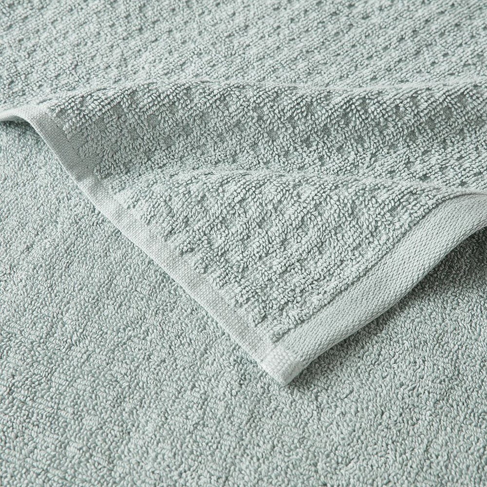 Set of Six Sea Green Cotton Honeycomb Waffle Towel Set