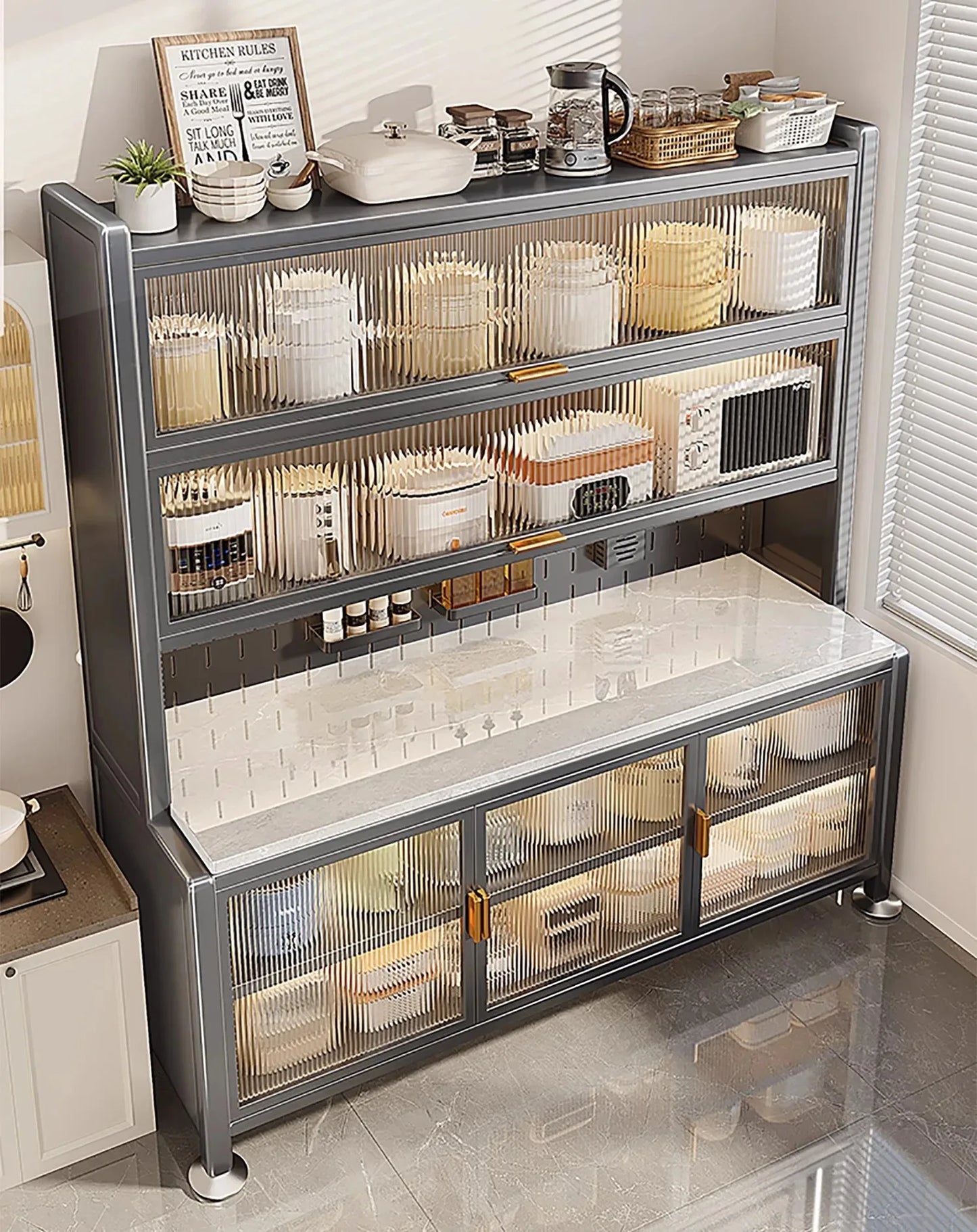 Kitchen Sideboard - Multifunctional Cabinet for Dining Room or Kitchen, Storage & Display Furniture