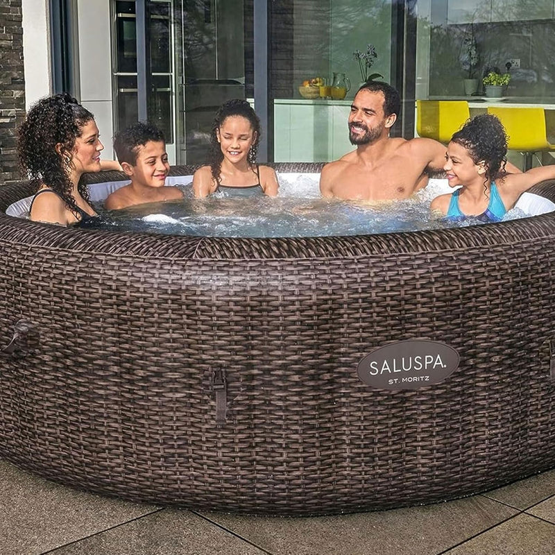 Saluspa St Moritz Airjet 5 to 7 Person Inflatable Hot Tub round Portable Outdoor Spa with 180 Airjets and Energysense Energy Saving Cover-4