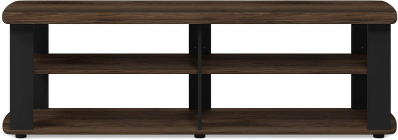 Nelly Entertainment Center TV Stand, Short 43.3"(W) X13.4(H) X13.1(D), Columbia Walnut/Black-3