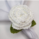 Charlo's Set of 4 White Crochet Rosebud Napkin Rings, High Quality Products, handmade, gifts-2