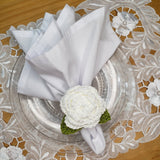 Charlo's Set of 4 White Crochet Rosebud Napkin Rings, High Quality Products, handmade, gifts-1
