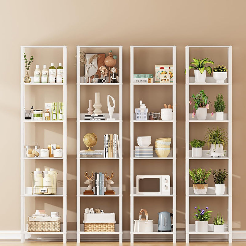 6 Tier Bookshelf with Anti-Fall Baffle, Tall 64.79" Bookcase with DIY Shelves, Industrial Book Shelf Storage Organizer, Display Free Standing Shelf Unit for Bedroom, Living Room, Office, White-4