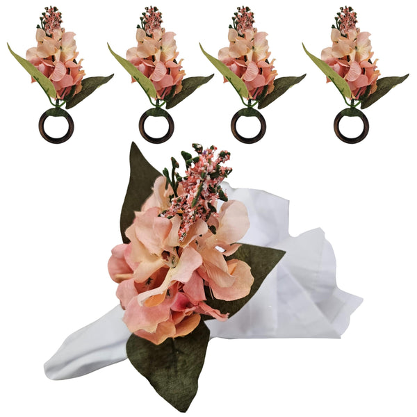 Maison Charlô | Set of 4 Salmon Rose - Lion's Mouth Napkin Rings for events, wedding, party, birthday-0