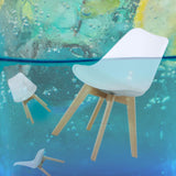 Set of 2 Modern Style Chair Dining Chairs, Shell Lounge Plastic Chair with Natural Wood Legs (White)-1