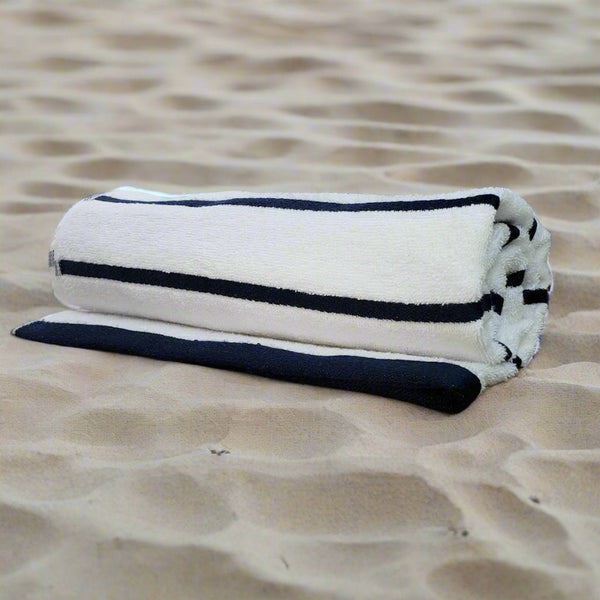 Premium Cotton-Poly Blend Horizontal Stripes Pool Towels 2 PK-1