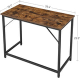 Computer Desk, Gaming Desk, Home Office Desk, for Small Spaces, 19.7 X 39.4 X 29.5 Inches, Industrial Style, Metal Frame, Rustic Brown and Black ULWD41X-2