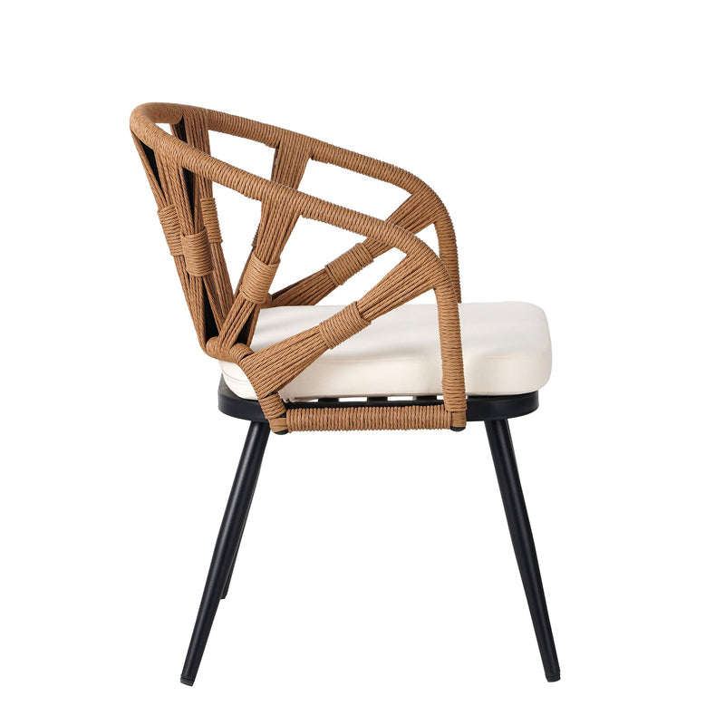 Contemporary Outdoor Set with PE Rattan Chairs and Plastic Wood