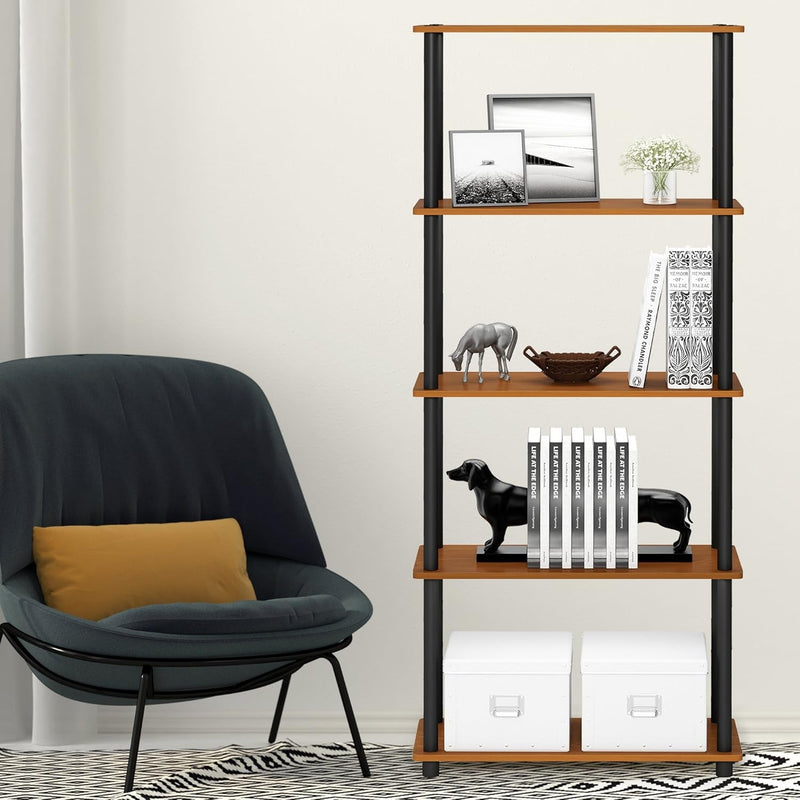 Nelly Entertainment Center TV Stand, Short 43.3"(W) X13.4(H) X13.1(D), Columbia Walnut/Black-2