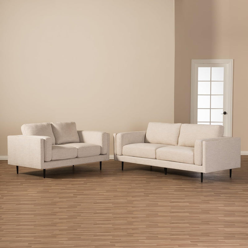 Noa Light Beige Fabric Upholstered 2Piece Living Room Set-2