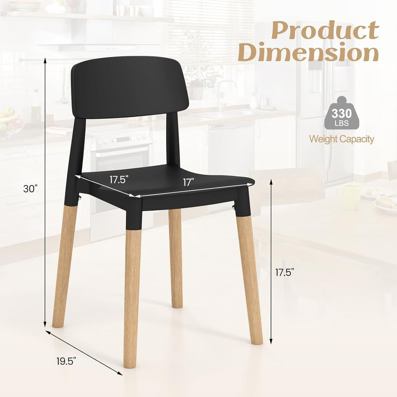 Wooden Dining Chairs Set of 4, Modern Dining Side Chairs Set W/Ergonomic Backrest, Wide Seat & Sturdy Wooden Legs, Armless Kitchen Chairs for Dining Room Living Room Restaurant Cafe (Black)-2