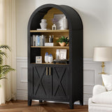 Arched 5-Tier Storage Cabinet Beech Door Buffet Farmhouse-0