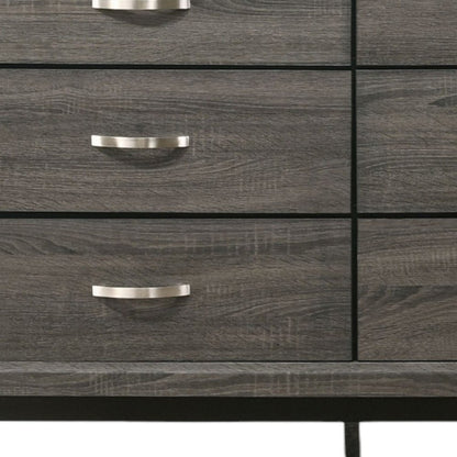 31" Gray Wood Five Drawer Dresser