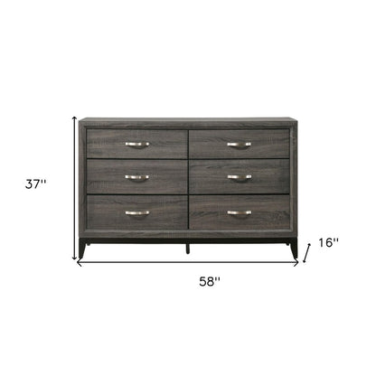 31" Gray Wood Five Drawer Dresser