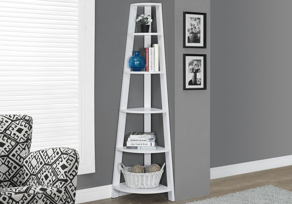 71" Espresso Wood Five Tier Corner Bookcase