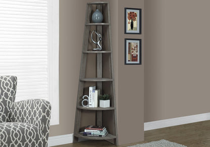 71" Espresso Wood Five Tier Corner Bookcase