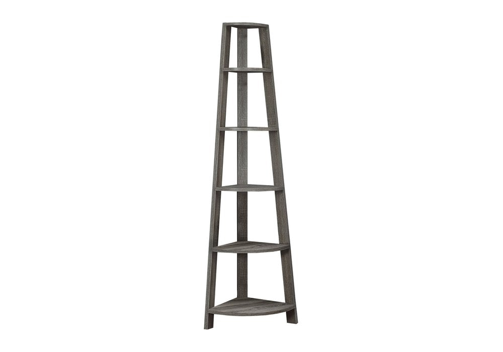 71" Espresso Wood Five Tier Corner Bookcase