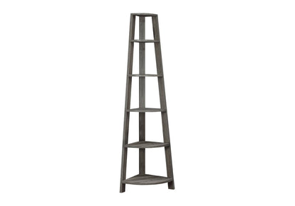 71" Espresso Wood Five Tier Corner Bookcase