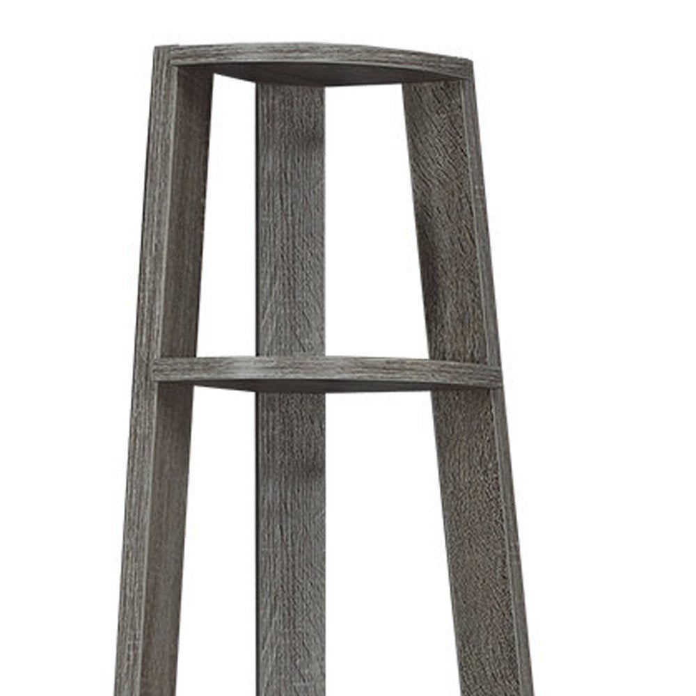 71" Espresso Wood Five Tier Corner Bookcase