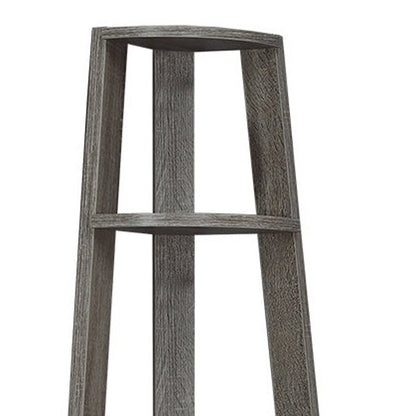 71" Espresso Wood Five Tier Corner Bookcase