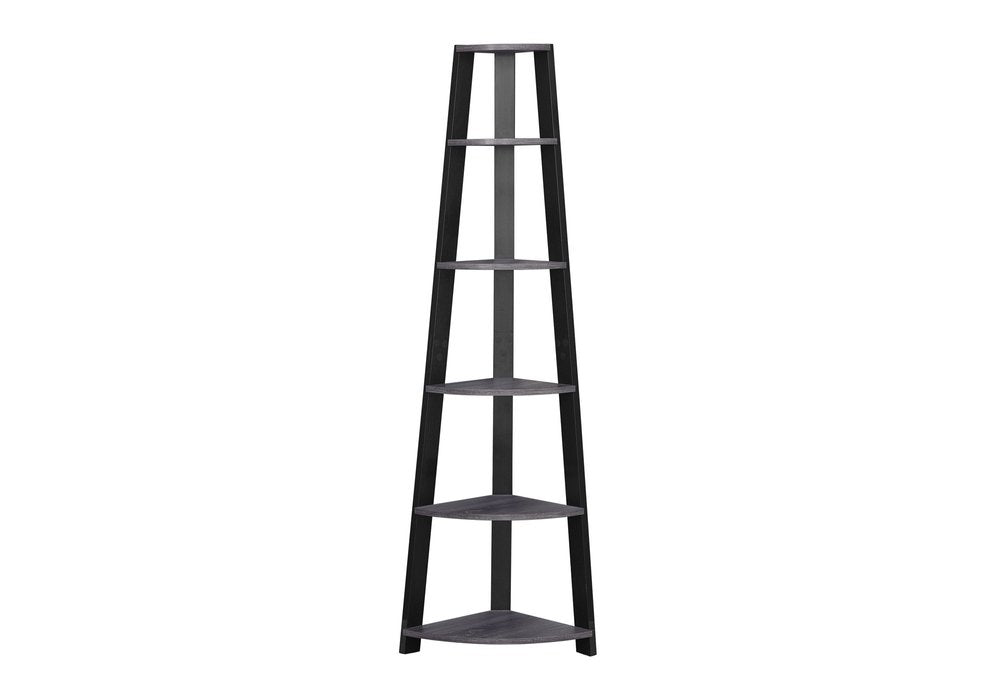 71" Espresso Wood Five Tier Corner Bookcase