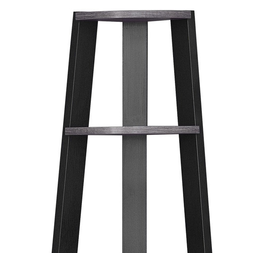 71" Espresso Wood Five Tier Corner Bookcase