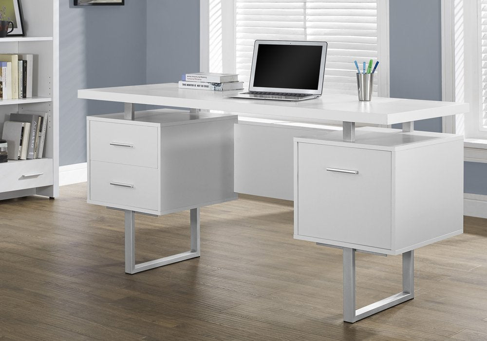 24" Black and Silver Computer Desk With Three Drawers