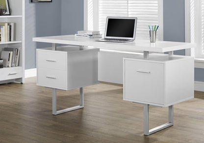 24" Black and Silver Computer Desk With Three Drawers