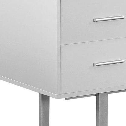 24" Black and Silver Computer Desk With Three Drawers