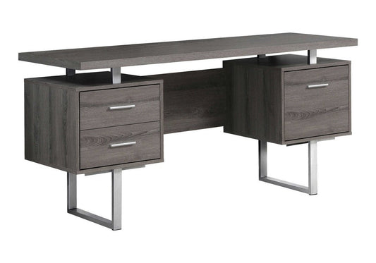 24" Black and Silver Computer Desk With Three Drawers