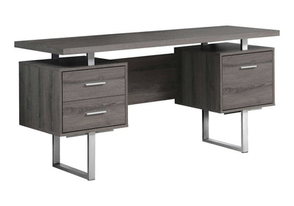 24" Black and Silver Computer Desk With Three Drawers