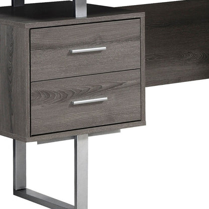 24" Black and Silver Computer Desk With Three Drawers