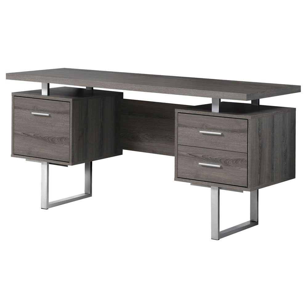 24" Black and Silver Computer Desk With Three Drawers